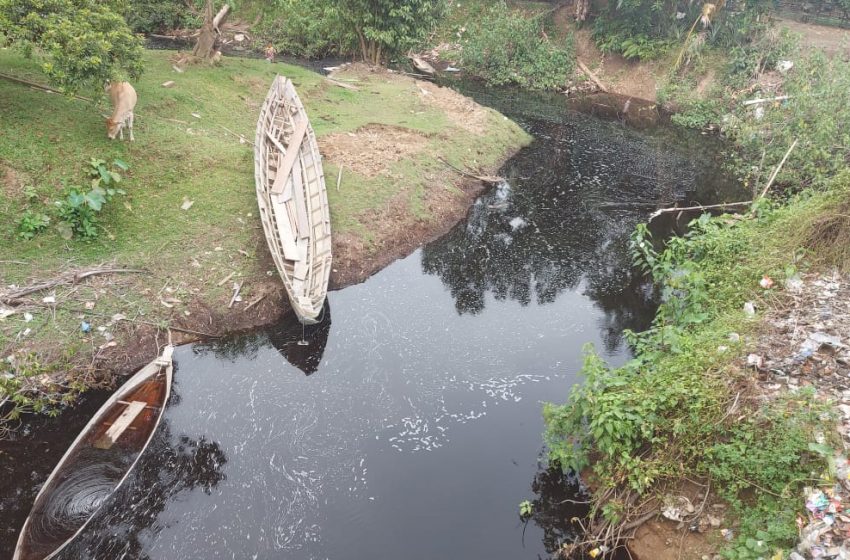  Diduga Tercemar Limbah, Aliran Sungai di Desa Suka Merindu Muara Enim Menghitam