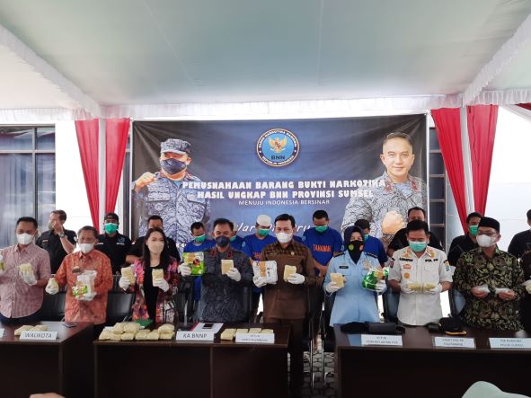 BNNP Sumsel Musnahkan Barang Bukti Narkotika Periode Januari Hingga Maret
