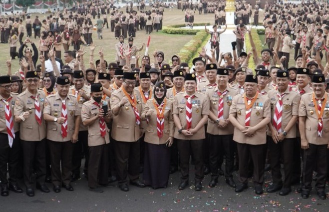 Pj Gubernur Sumsel Gelar Upacara Peringatan Hari Pramuka